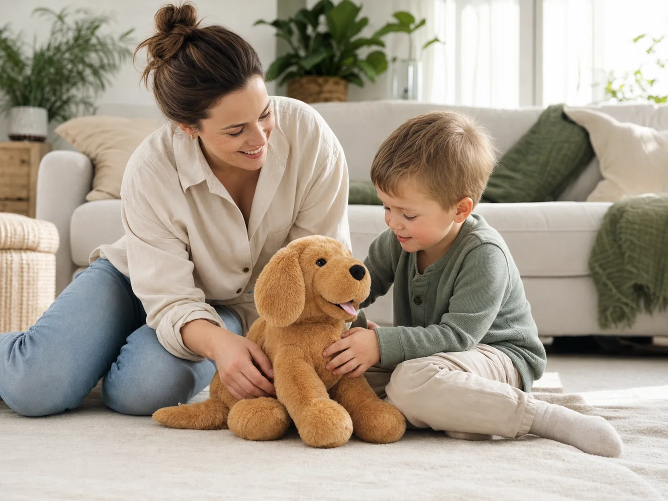 Ouder en kind met de knuffel
