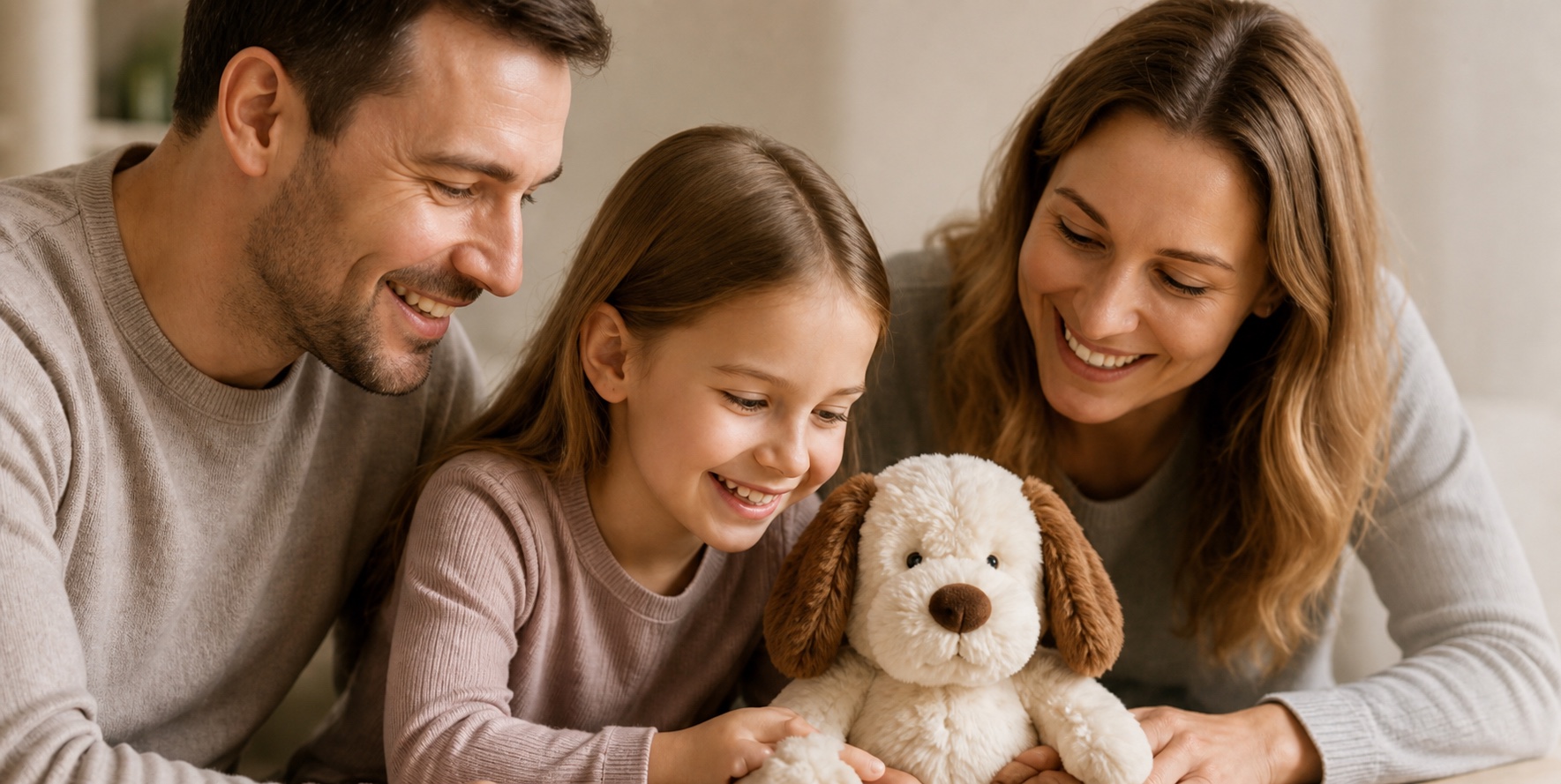 Familie met de knuffel