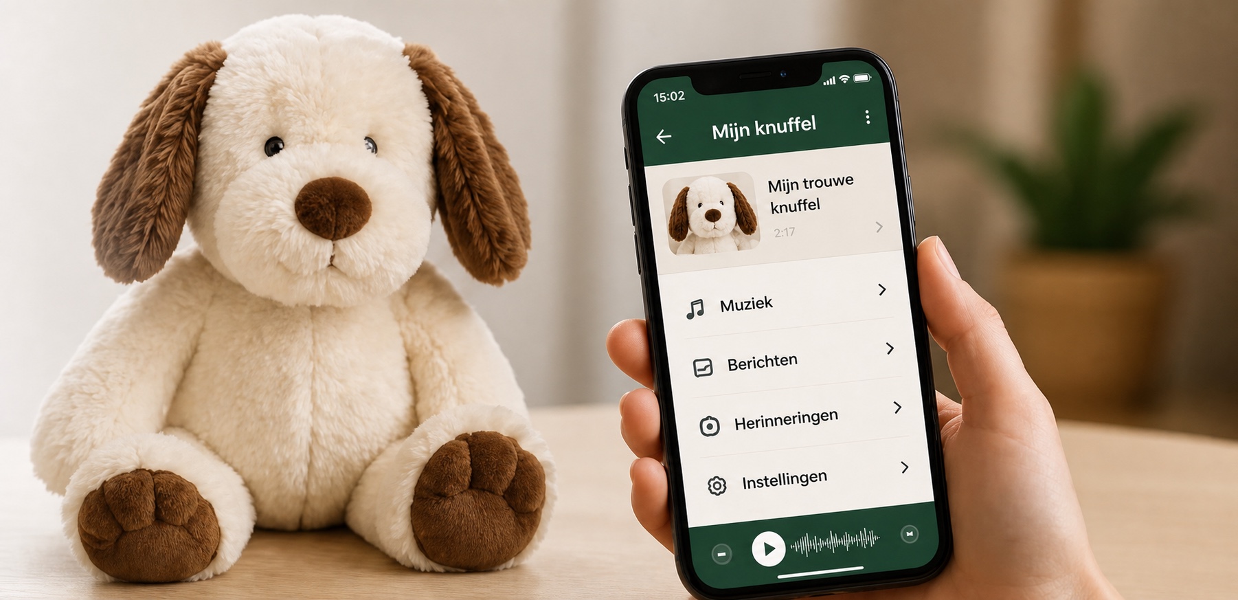 Knuffel met eenvoudige mobiele bediening